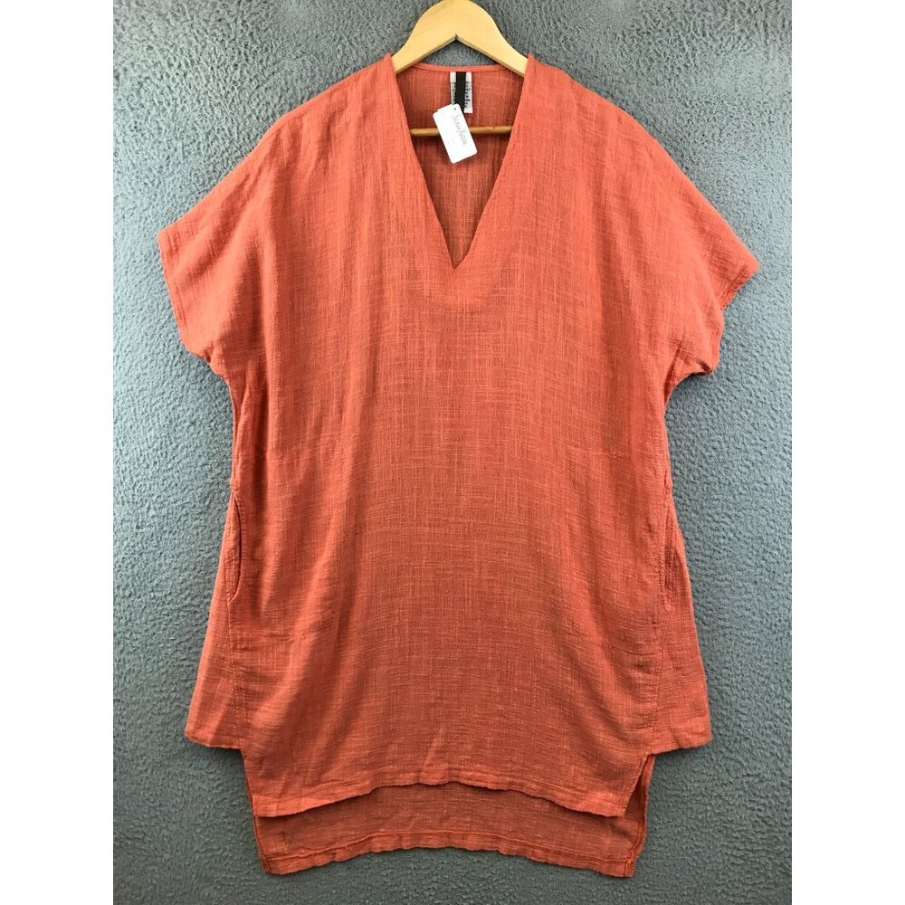 New Neiman Marcus V-Neck Rust Tunic Top‎ S 100% Cotton